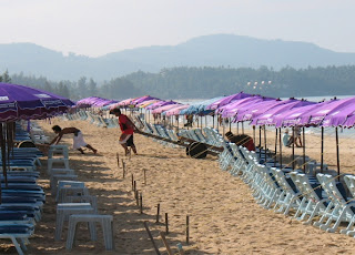 Karon Beach in the morning before the tourists claim their chairs...