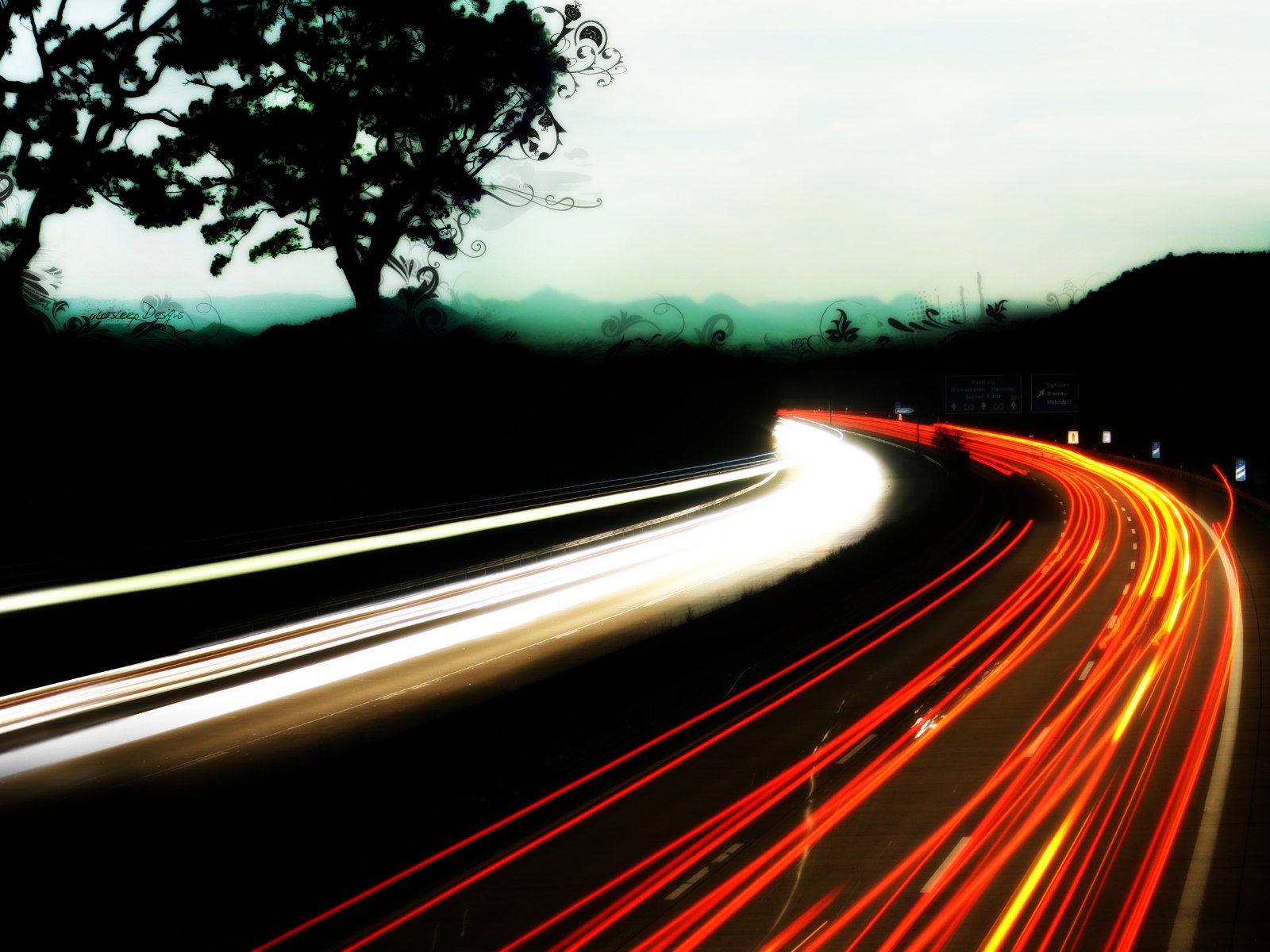 поворот дороги. дорога в ад. дорога ночью. трасса. ночная трасса.