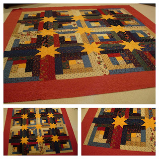 log cabin stars jelly roll quilt