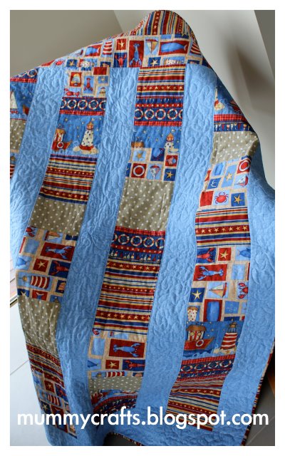 baby boy quilt sailing boats blue