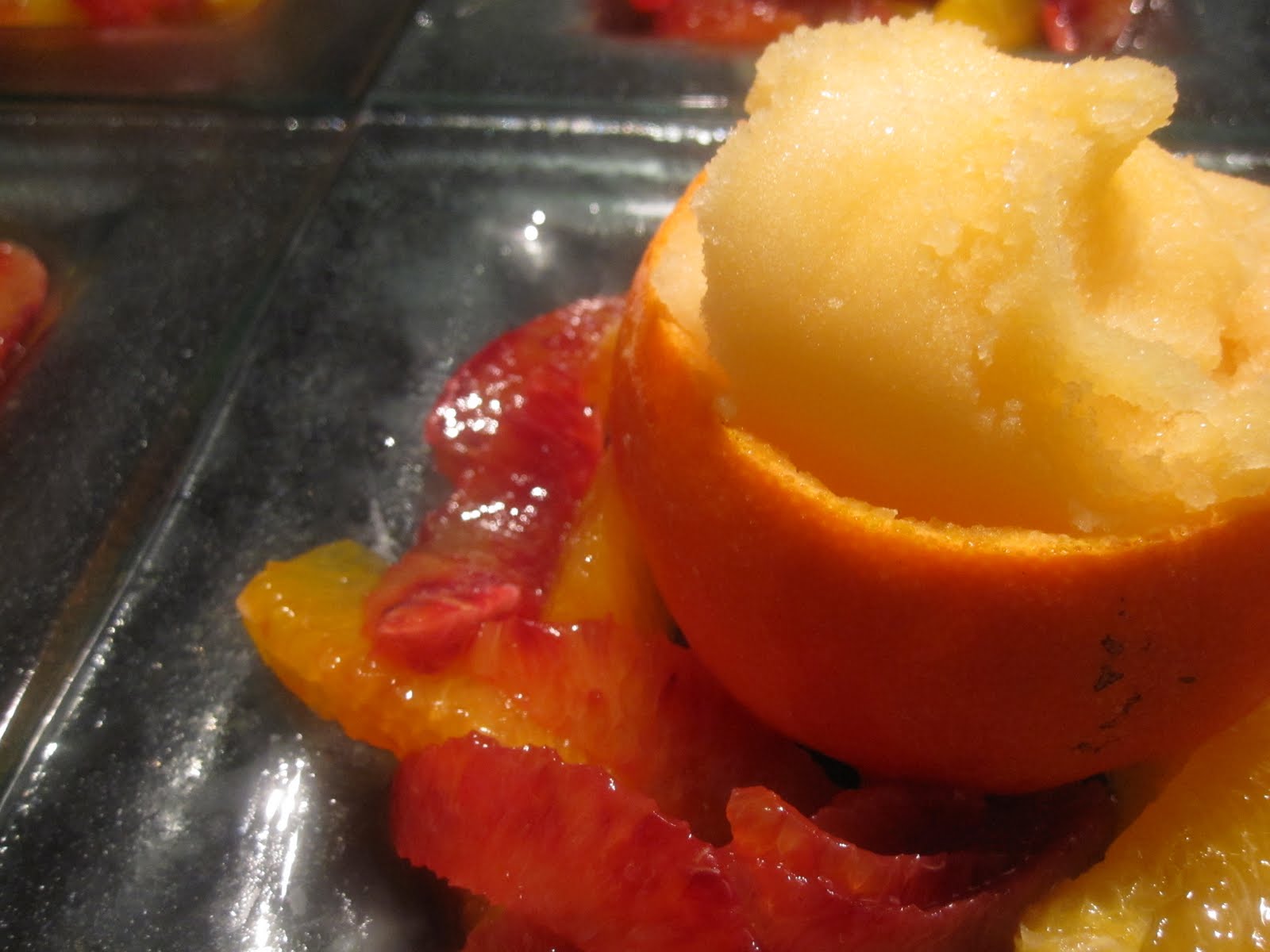 Bubbles n Squeaks Mandarin Sorbet with Tangelo & Blood Orange Salad