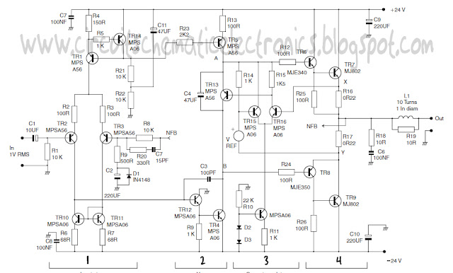Power Amplifier Class-A circuit diagram