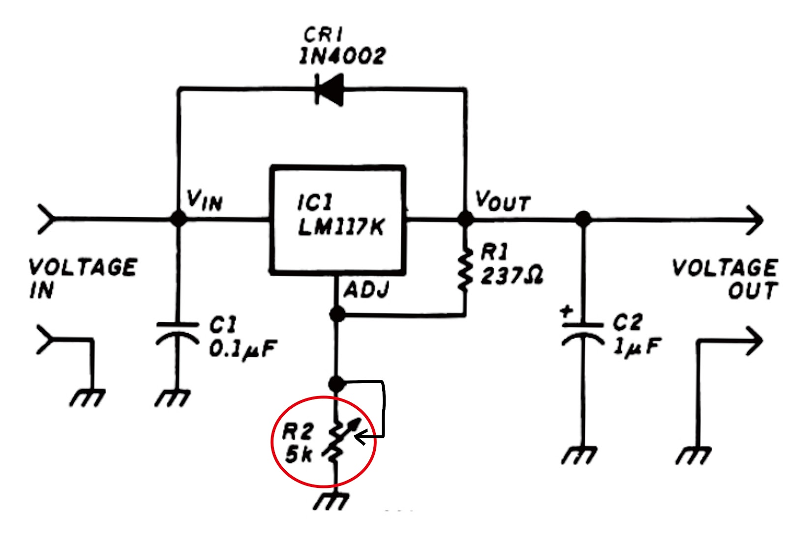 Variable Voltage Regulator with IC LM117K - Power Amplifier