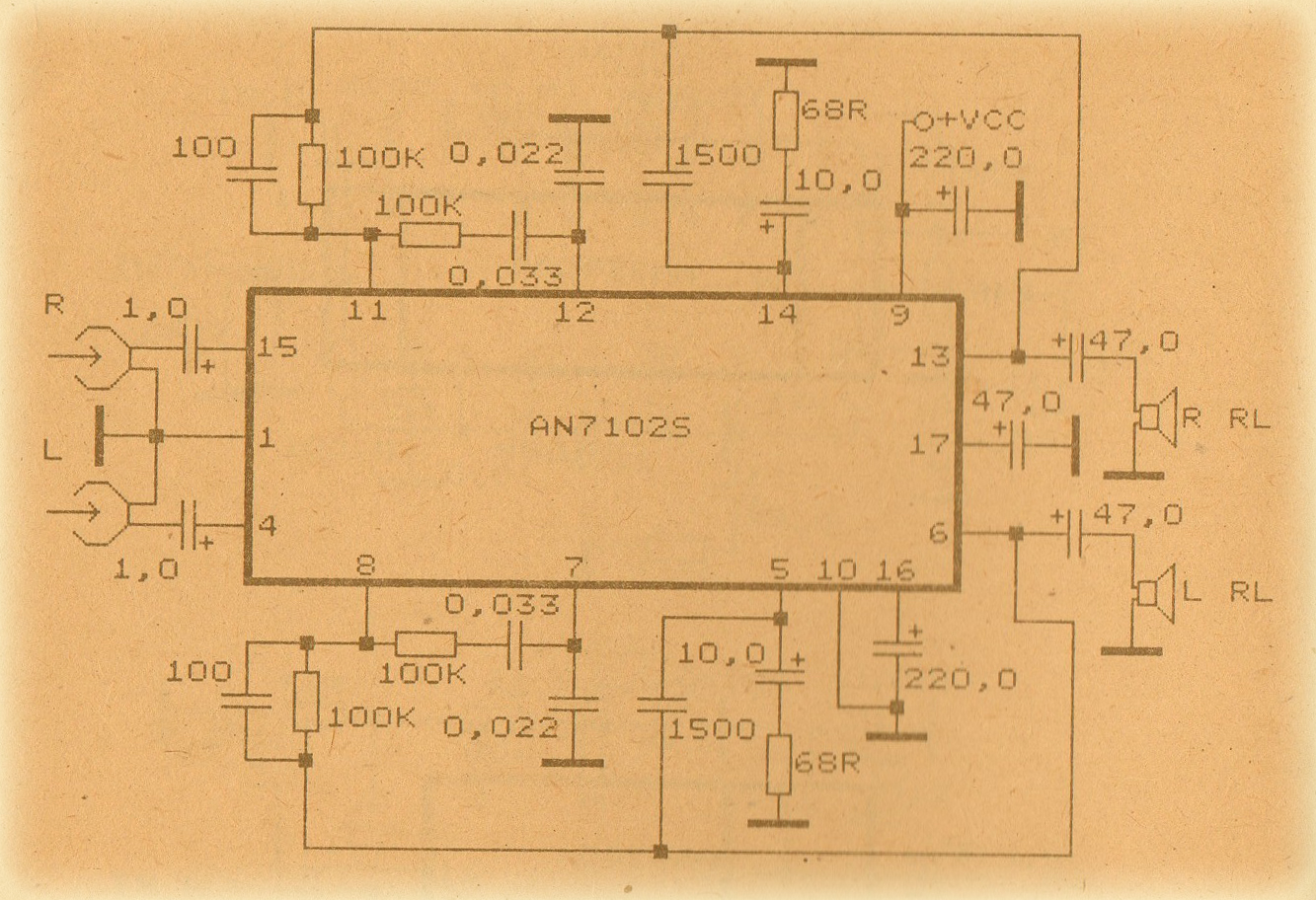 Schematic Audio Amplifier with IC AN7102S | DIY Circuit