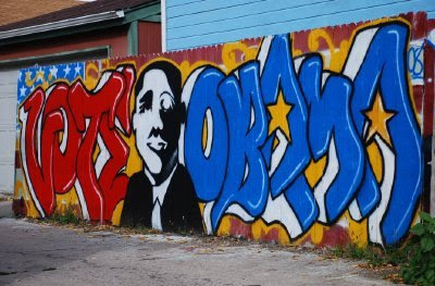 Vote Obama mural in a Denver Baker neighborhood alley near 3rd and Galapago