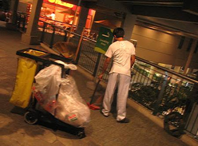 Trinoma janitor at night