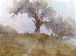 fog fenceline study painting watercolor