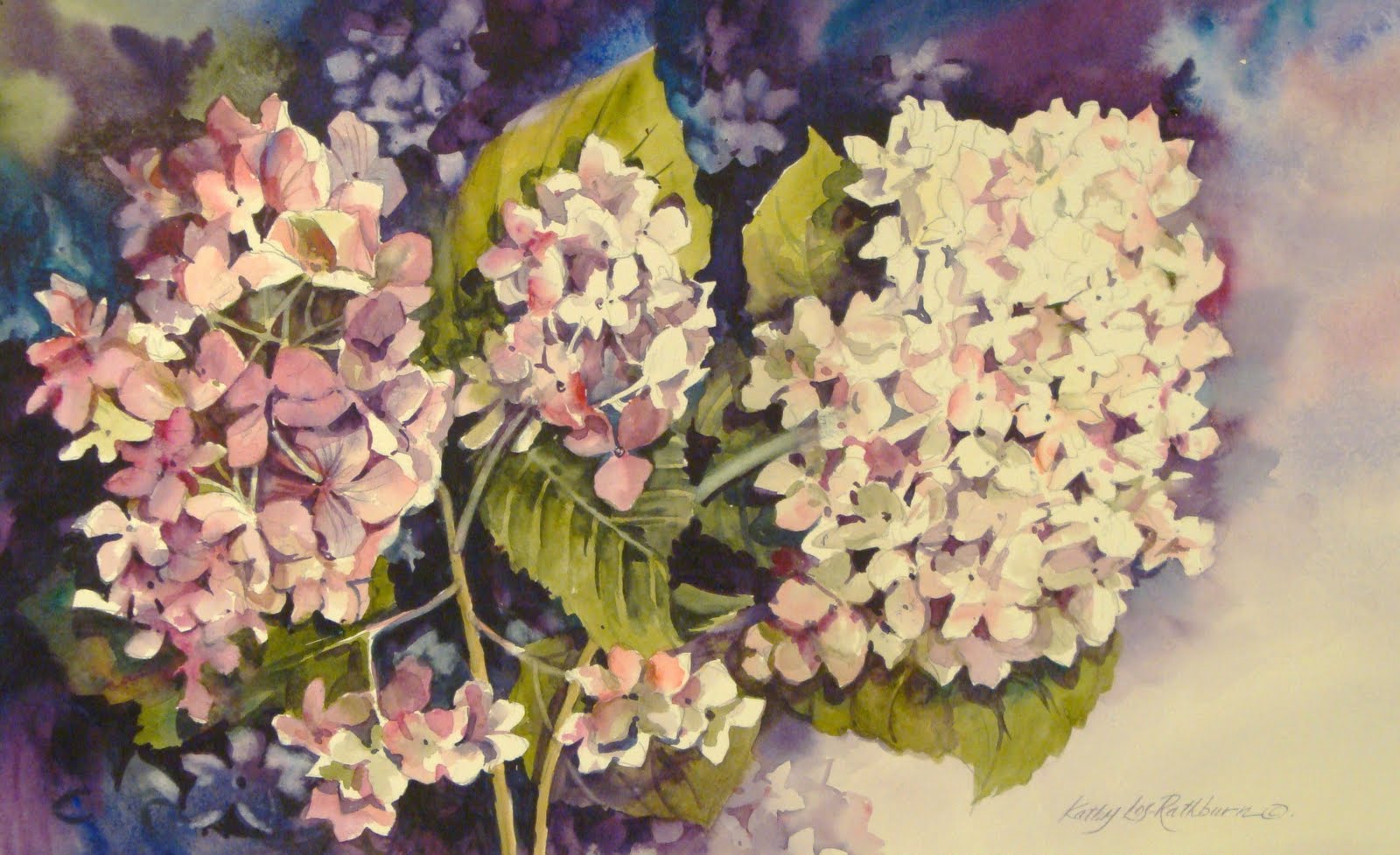 Kathy LosRathburn, watercolorist Purple Hydrangea