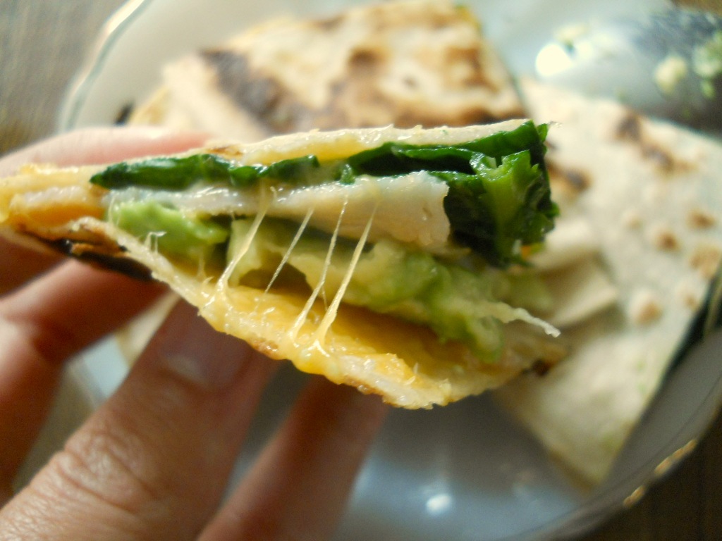 Little Bites... Spinach +Turkey + Avocado Quesadilla