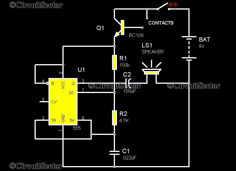 Water Activated Sensor Alarm Using 555 | Top Circuits
