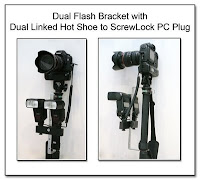 DF1002: Dual Flash Bracket (Monopod Under Camera Mount) with Dual Linked Canon OC-E3 for eTTL or Manual Flash
