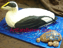 Black and white Eider duck 3D birthday cake