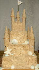 Sand castle square wedding cake