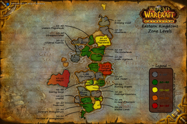 WoW Level Zone Map
