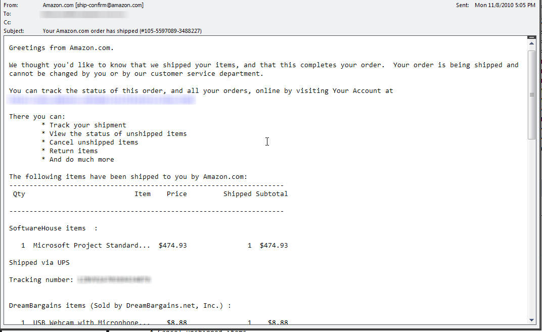 Javalot Jive Holiday Shipment Notices From Amazon Contain Trojans