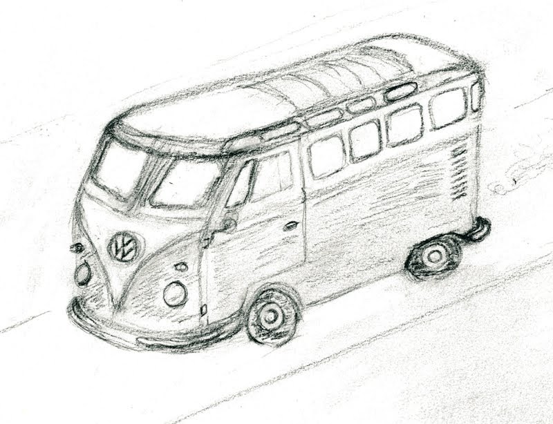 vwbully und andere oldtimer vw bus zeichnung