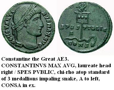 Stones of Seers: Labarum on Constantine Coin - note 3 Medallions