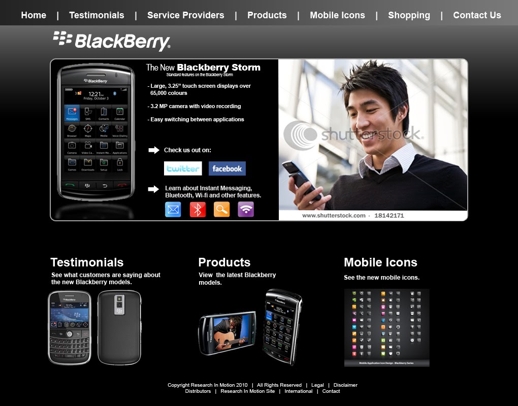 RIM Blackberry Bold 9700 GUI PSD Mockup