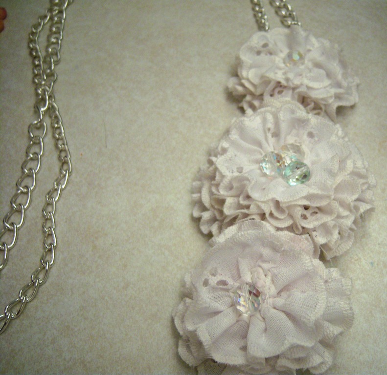 Divine Inspirations Eyelet Flower Fabric & Chain Necklace