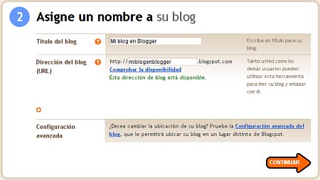 Página principal de Blogger.com