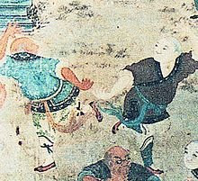 Ancient depiction of martial monks practicing the art of self defense.