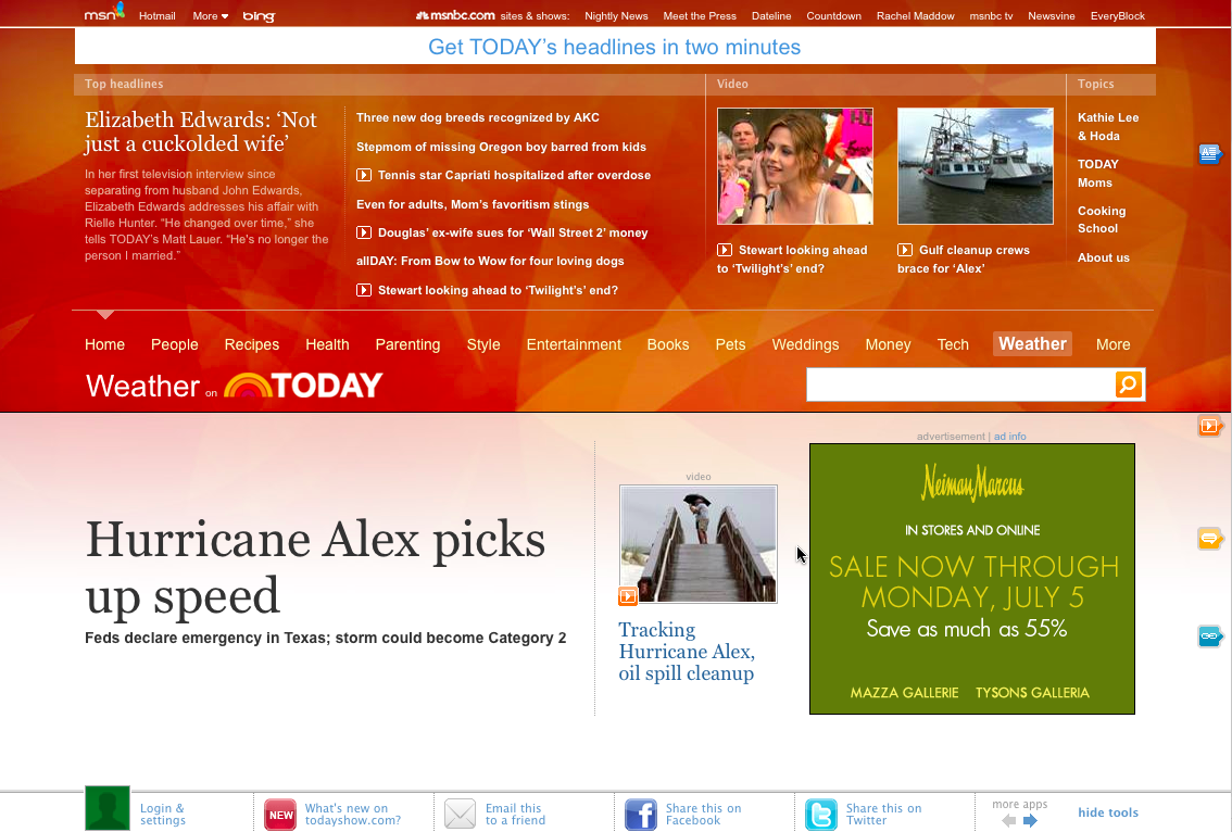 User Experience Design Fun with dynamic features MSN article template