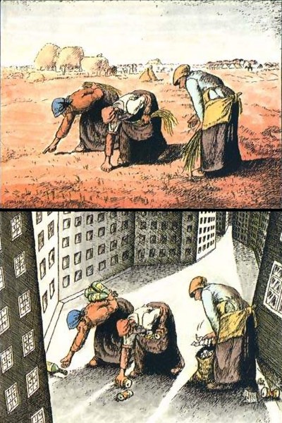 De fattige sanker flasker, moderne karikatur-tegning af Chen Xiu Fen