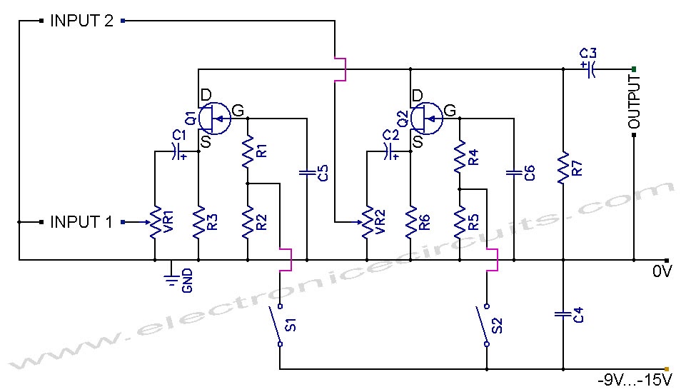 Audio Mixer Circuit Diagram With Pcb Layout : Disco Audio Mixer Circuit