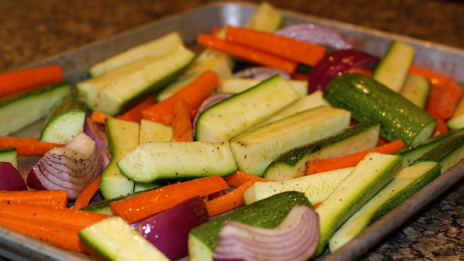 what's for dinner? roast chicken with zucchini, carrots, and onion