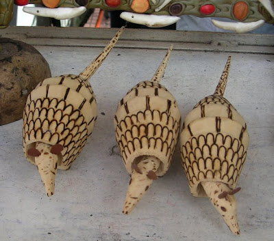Carved Wood Armadillos in the Marketplace in Manaus, Brazil