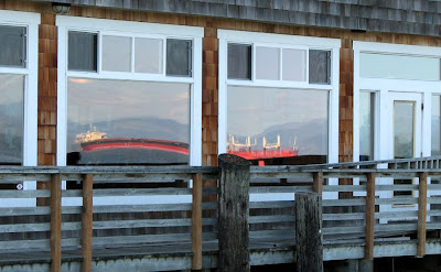 Reflected Ships in the Window of Baked Alaska's Lounge