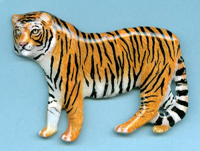 Tiger Hand-made, Hand-painted pin, Made in USA