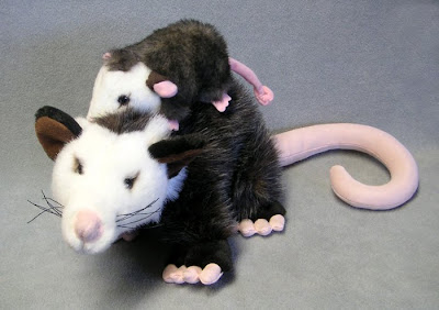 Mother and Baby Stuffed Opossums