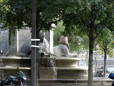 Sphinx Sculptures on the Fountain, Place du Chatelet, Paris