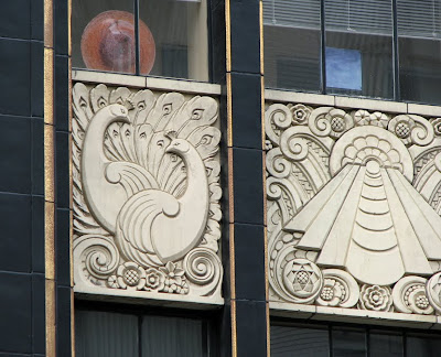 Peacocks on an Art Deco Building
