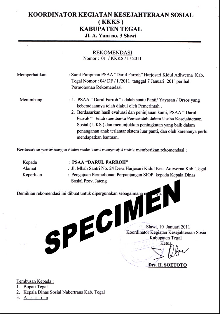 Contoh Surat Tugas Yayasan Contoh Surat Izin Operasional Yayasan