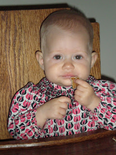 baby eating pancake