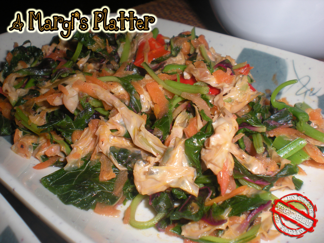 A Margi's Platter Spicy Spinach Stirfried with Tofu Skin