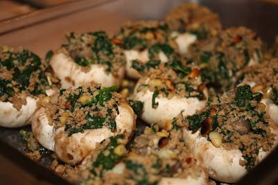 Spinach and Toasted Pine Nut Stuffed Mushrooms 