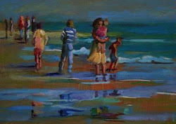 beach walking painting children oil mother paintings impressionist american nu daily