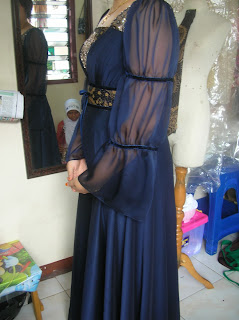 Desainer Model Gaun  Pesta Batik Blue  Navy  Elegant 