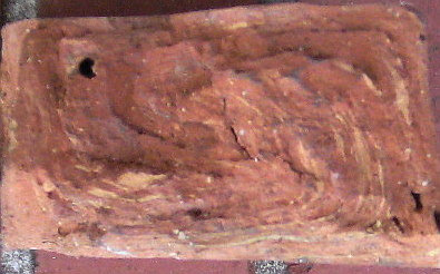 Cross section of handmade rolled brick