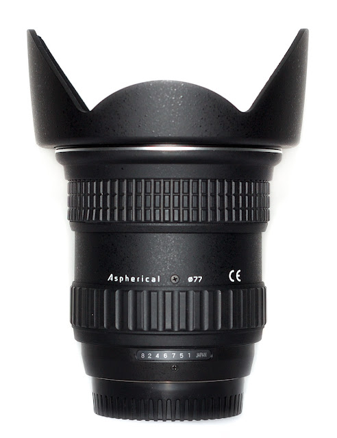 Tokina 11-16mm F2.8 AT-X 116 PRO DX Lens With BH 77A Hood Vertical Back View