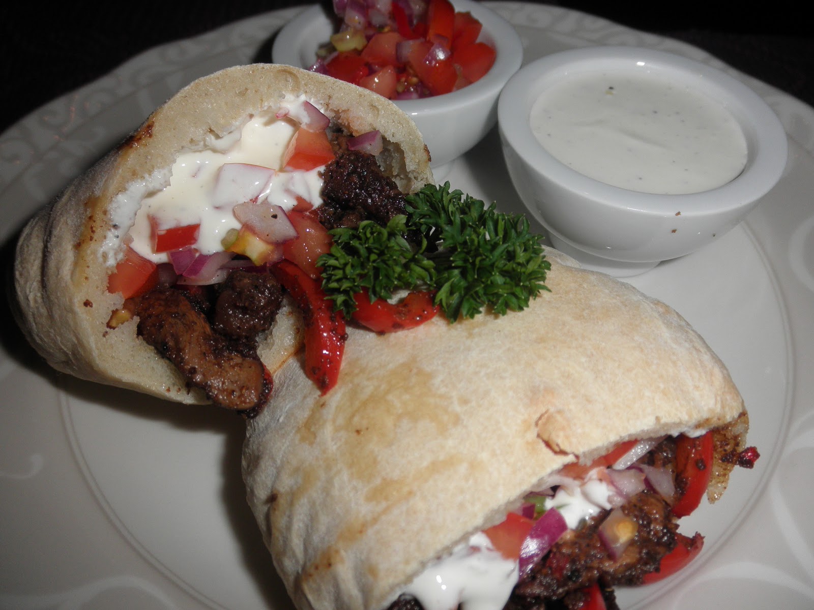 Biff I Pita Presentasjon