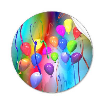 birthday balloons and cake