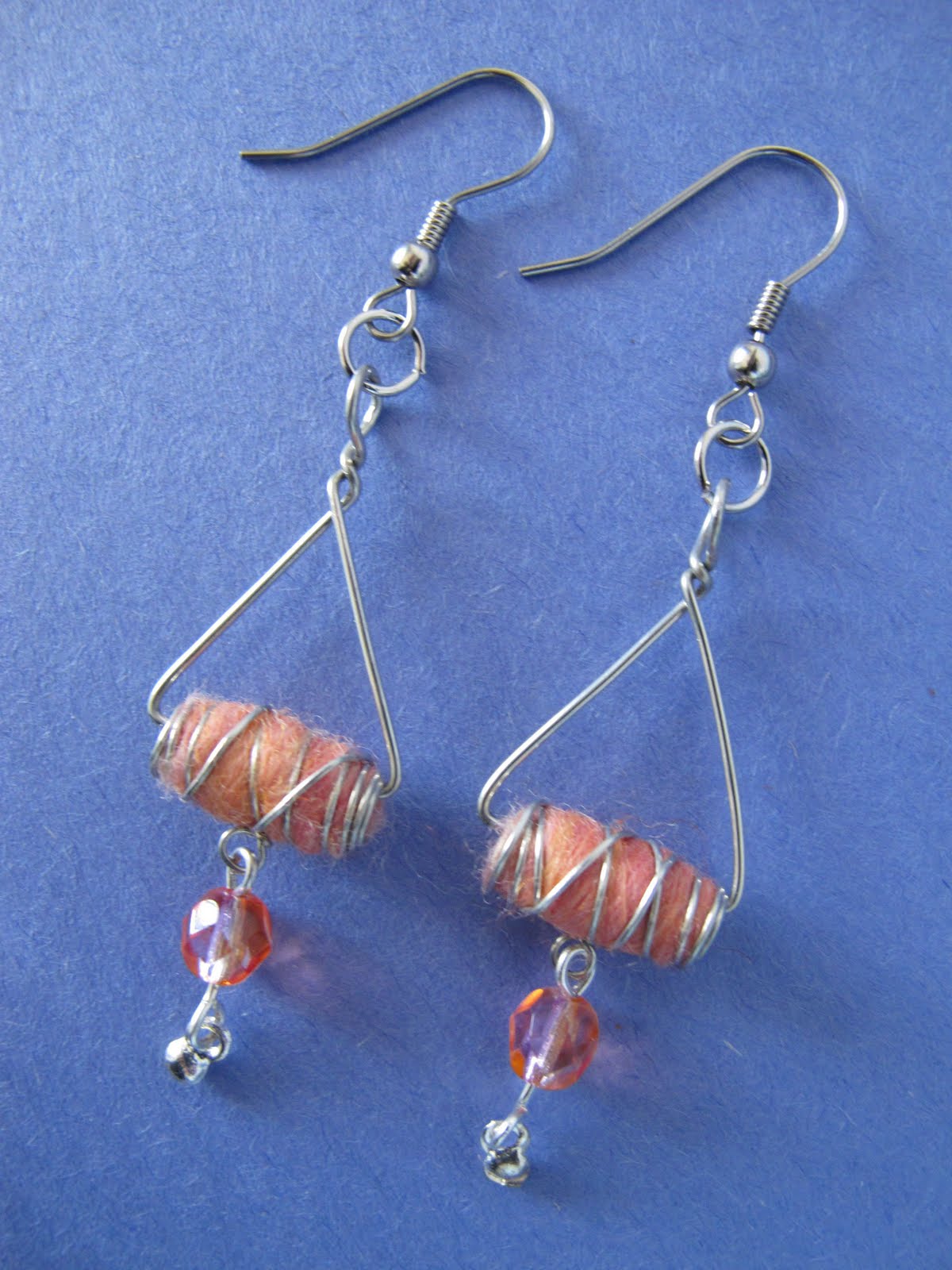 Wind Rose Fiber Studio Apricot Painted Wool Earrings