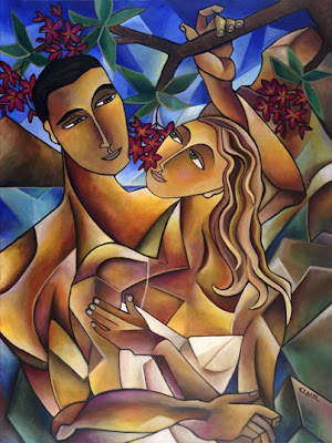 stephanie clair, painting, scent of love, mosaic painting, oil painting