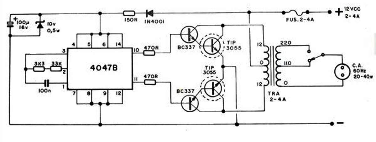 Inverter Menggunakan IC 4047B 20-40 W