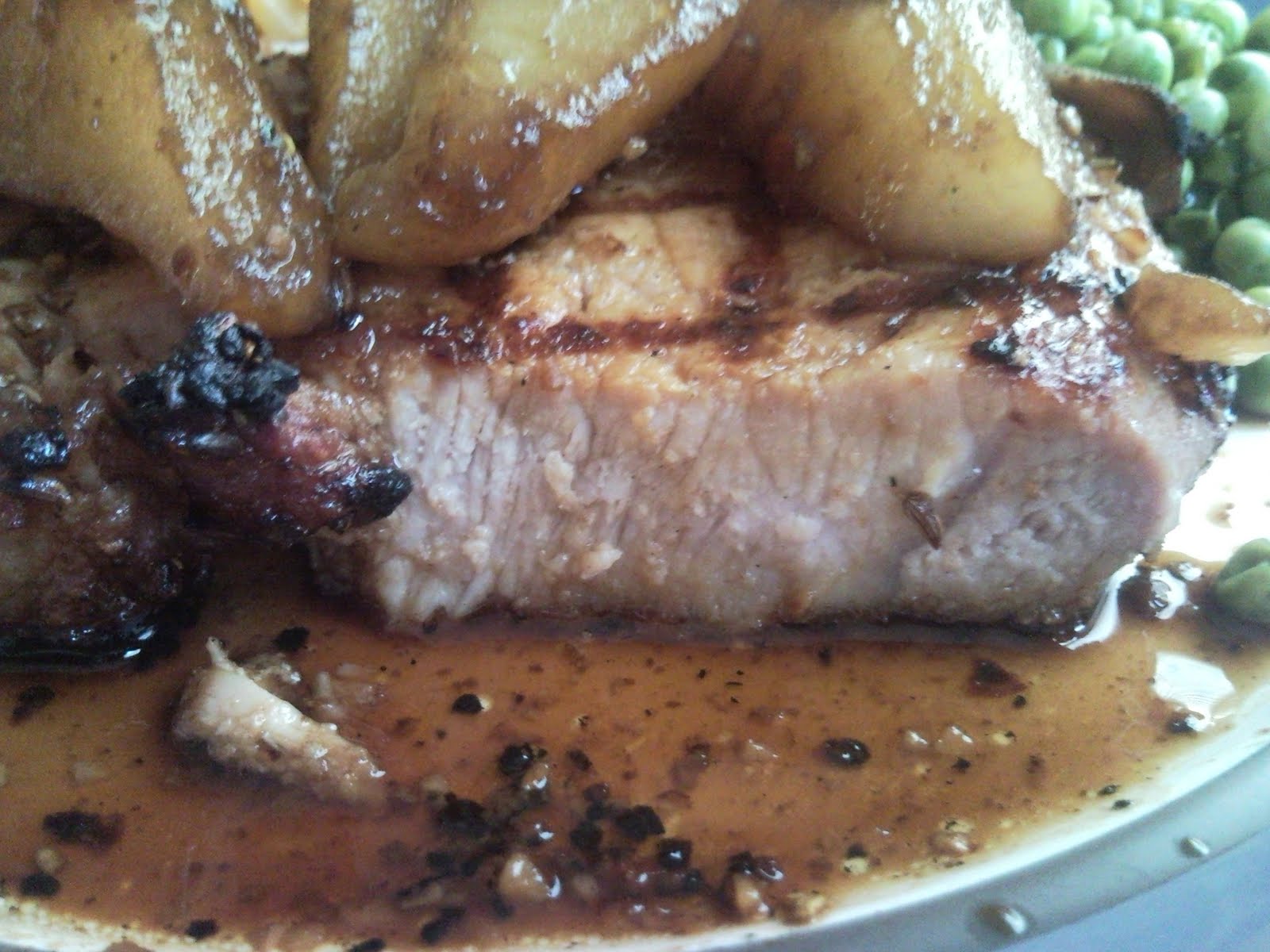 i just ate this Grilled Pork Chops with Balsamic Pear Glaze