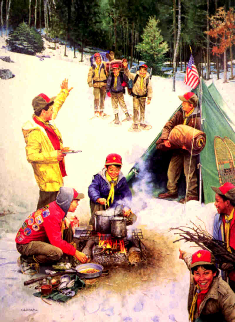 Check out the Boy Scouts Winter Camp at Brimley State Park's Winter Fun